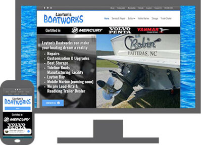 laytons boatworks website desktop and mobile